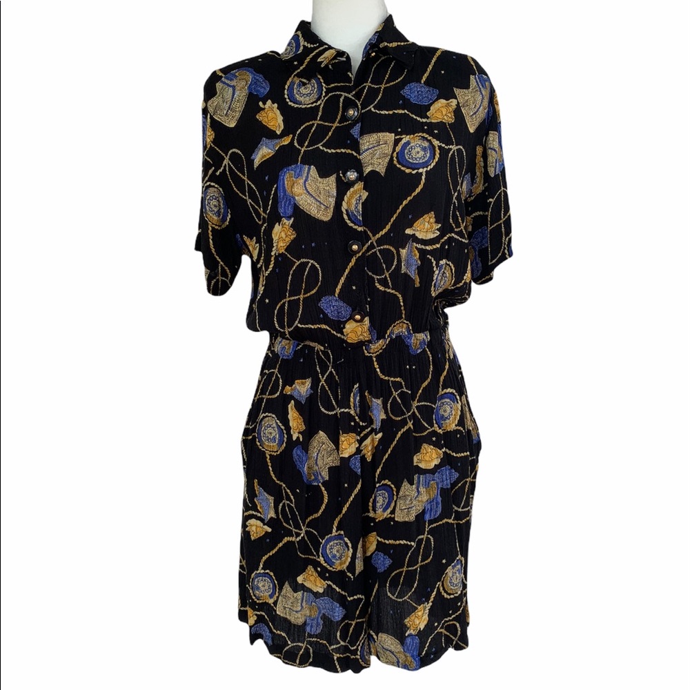 Vintage Raphael Brand Nautical Shell Print Romper Shorts